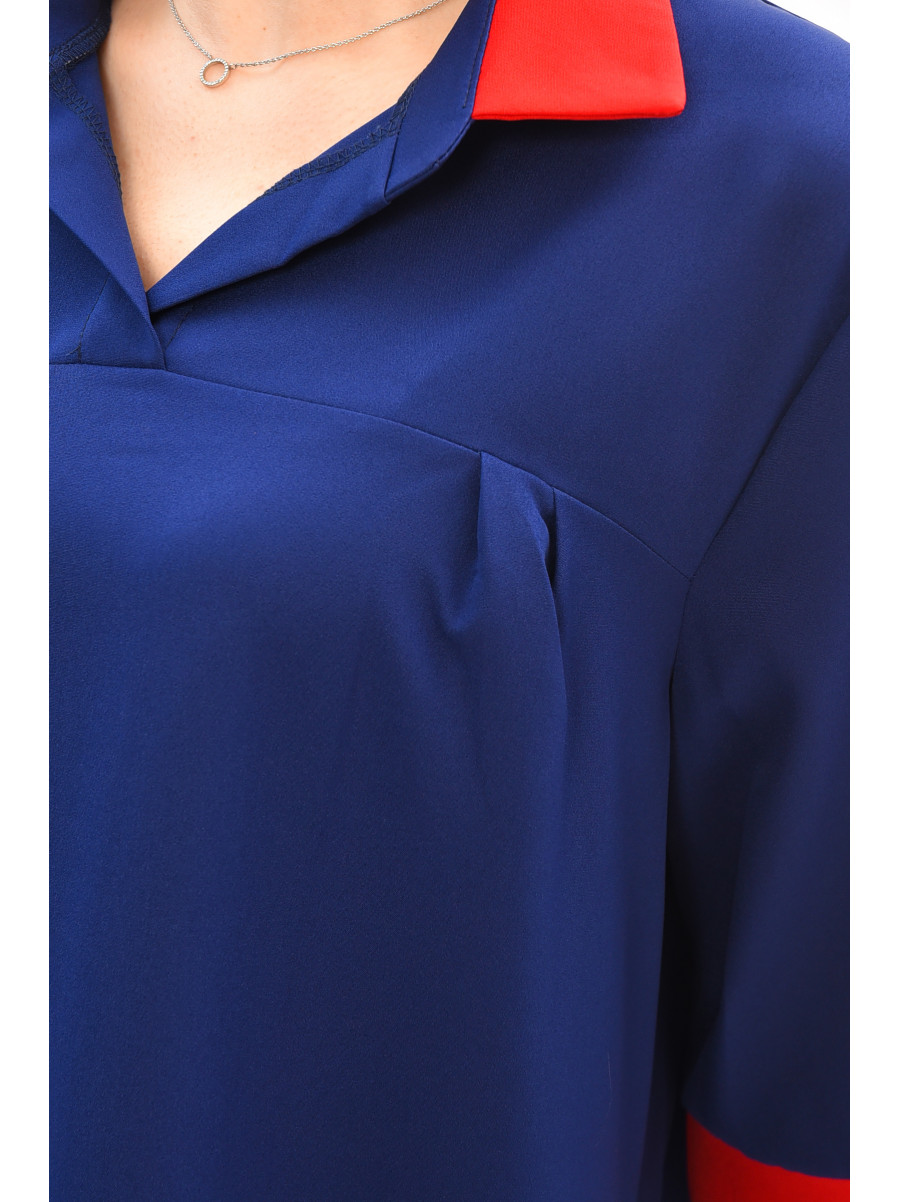 Сукня жіноча однотонна напівбатальна темно-синього кольору 8272 208187C