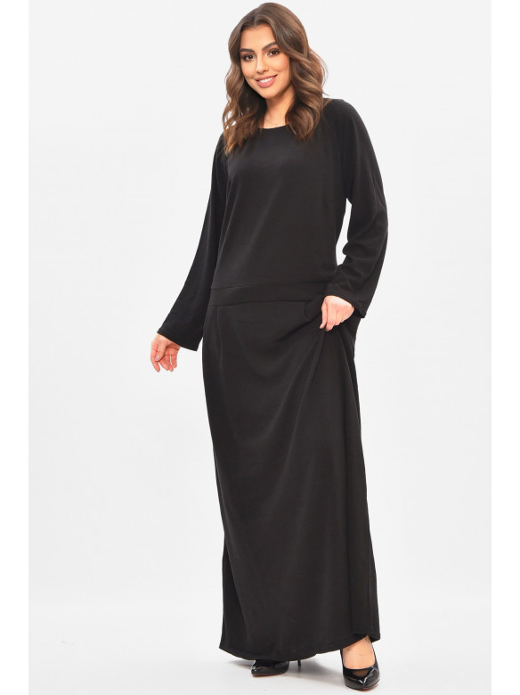 Сукня жіноча однотонна напівбатальна чорного кольору 8272 208189C