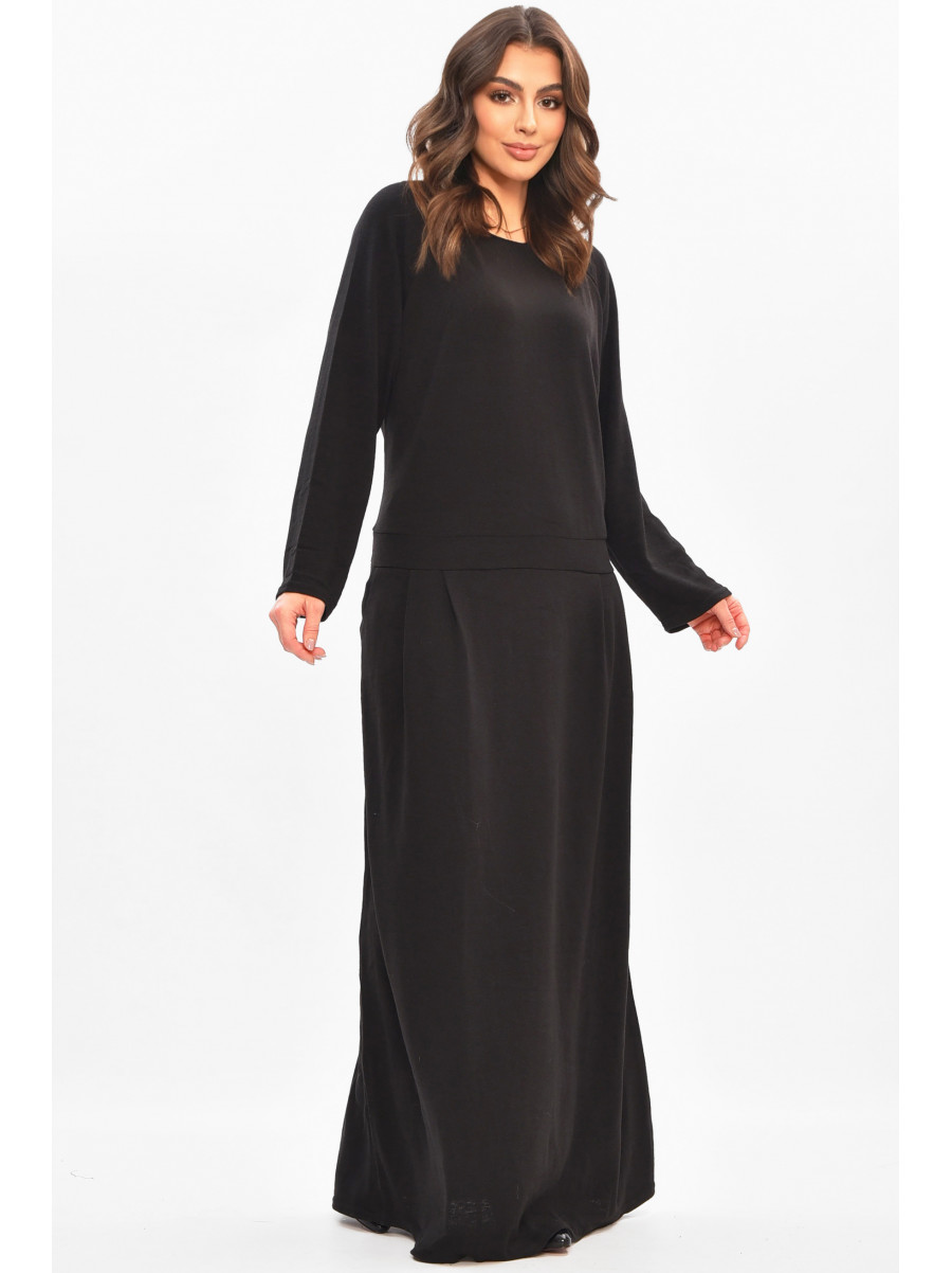 Сукня жіноча однотонна напівбатальна чорного кольору 8272 208189C
