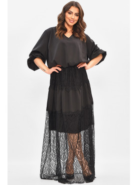 Сукня жіноча однотонна напівбатальна чорного кольору 8348 208190C