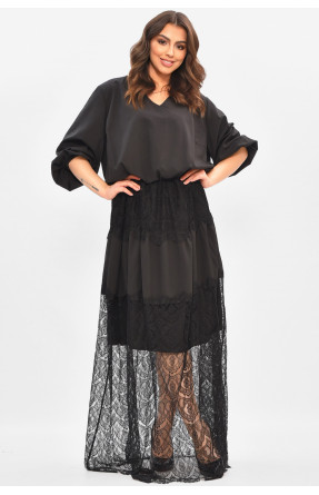 Сукня жіноча однотонна напівбатальна чорного кольору 8348 208190C