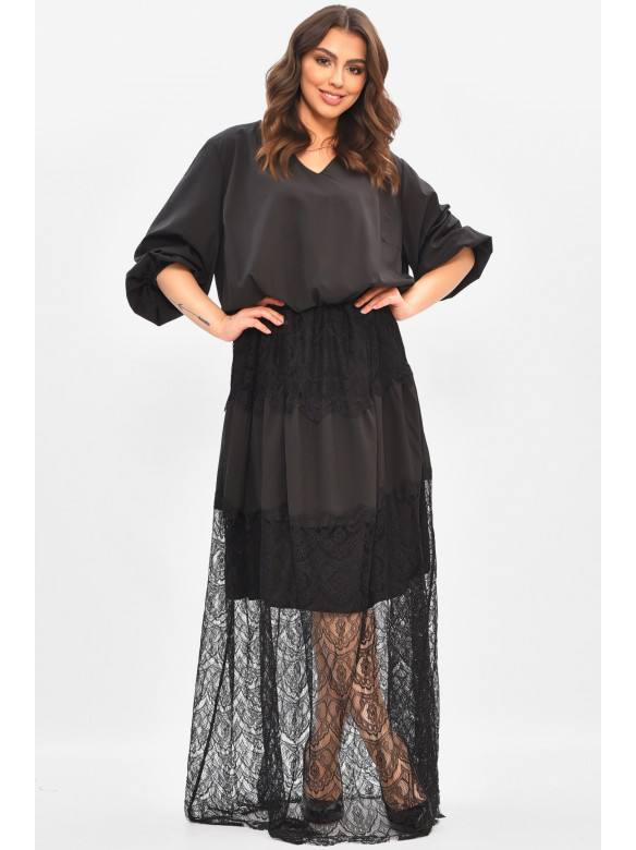 Сукня жіноча однотонна напівбатальна чорного кольору 8348 208190C