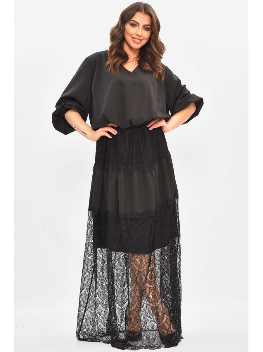 Сукня жіноча однотонна напівбатальна чорного кольору 8348 208190C