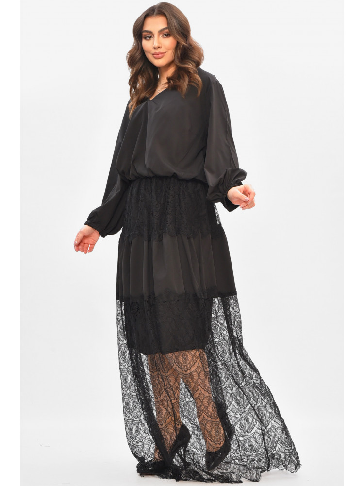 Сукня жіноча однотонна напівбатальна чорного кольору 8348 208190C