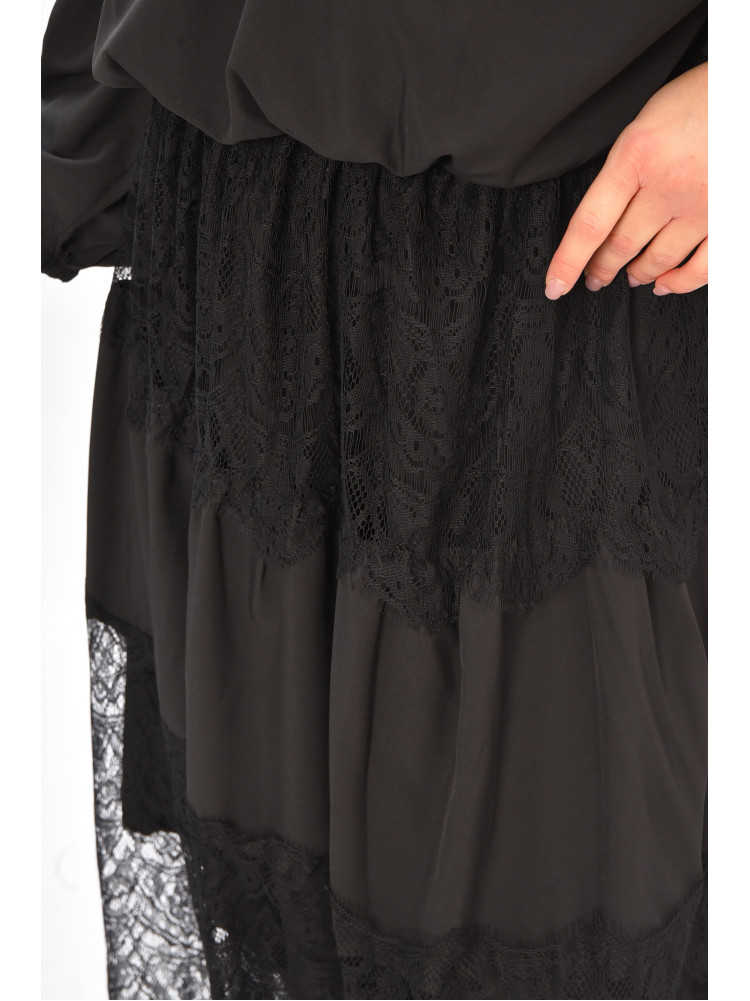 Сукня жіноча однотонна напівбатальна чорного кольору 8348 208190C