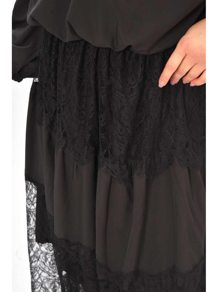 Сукня жіноча однотонна напівбатальна чорного кольору 8348 208190C