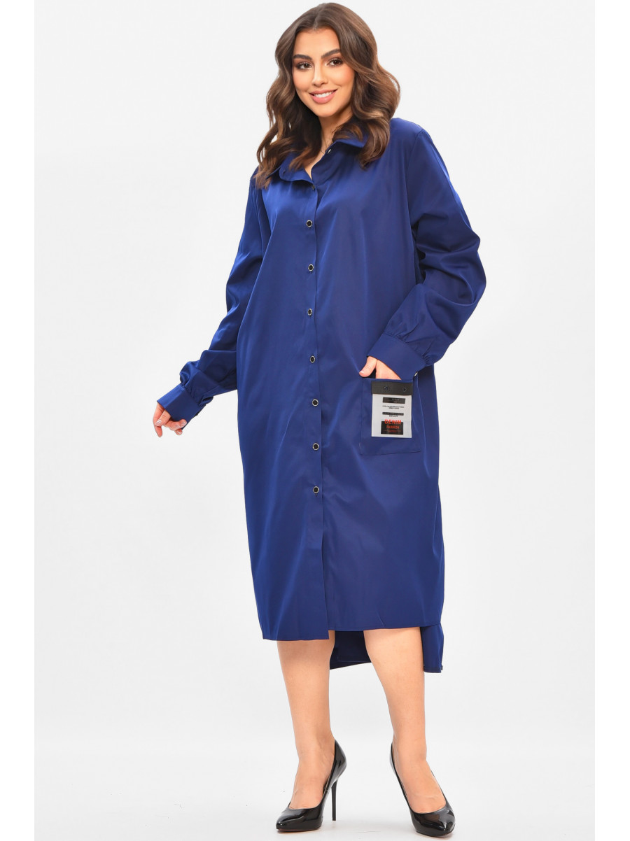 Сукня жіноча однотонна батальна темно-синього кольору 8354 208191C