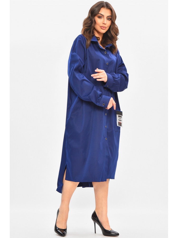 Сукня жіноча однотонна батальна темно-синього кольору 8354 208191C