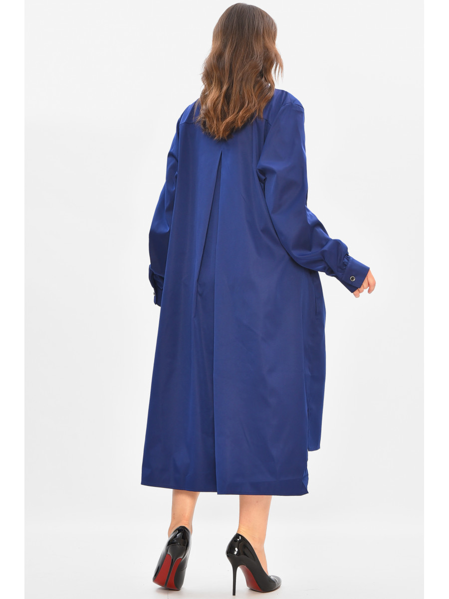 Сукня жіноча однотонна батальна темно-синього кольору 8354 208191C