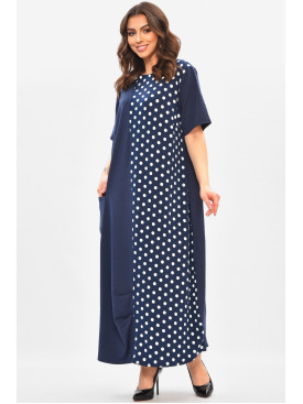 Сукня жіноча однотонна напівбатальна темно-синього кольору 8317 208192C