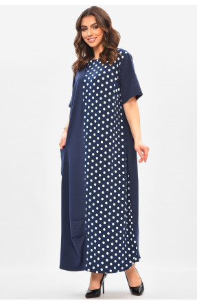 Сукня жіноча однотонна напівбатальна темно-синього кольору 8317 208192C