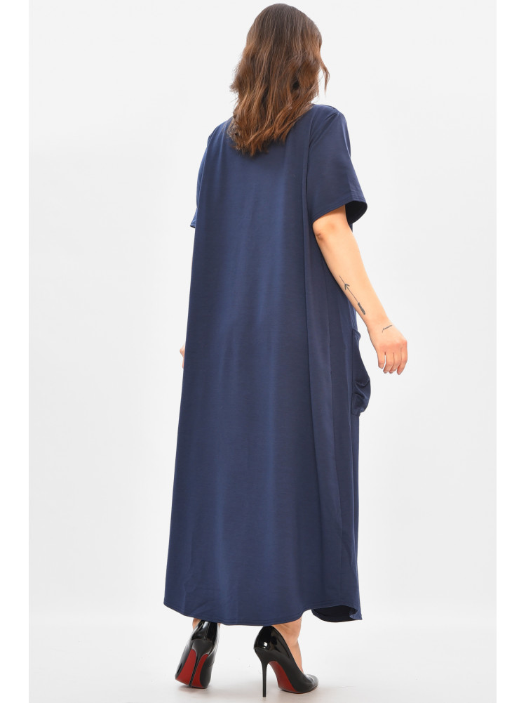 Сукня жіноча однотонна напівбатальна темно-синього кольору 8317 208192C