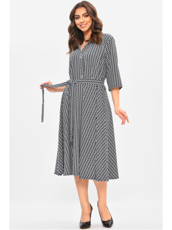 Сукня жіноча напівбатальна темно-синього кольору з принтом 8201 208194C