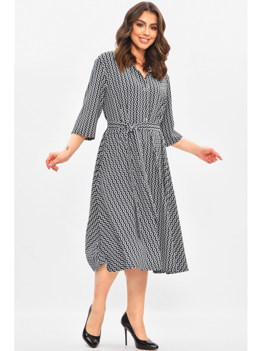 Сукня жіноча напівбатальна темно-синього кольору з принтом 8201 208194C