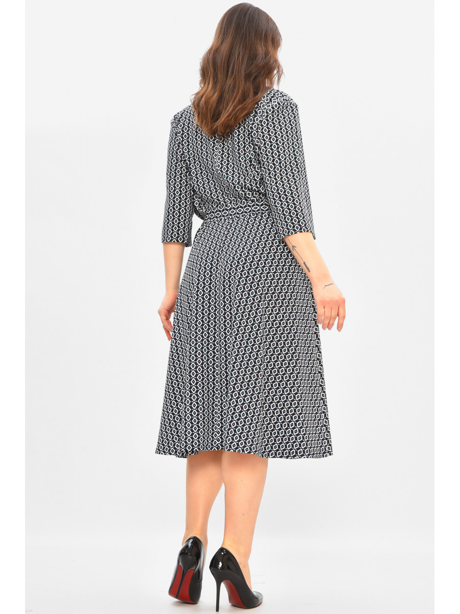 Сукня жіноча напівбатальна темно-синього кольору з принтом 8201 208194C