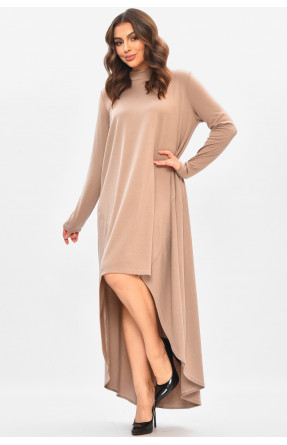 Сукня жіноча однотонна напівбатальна бежевого кольору 208195C