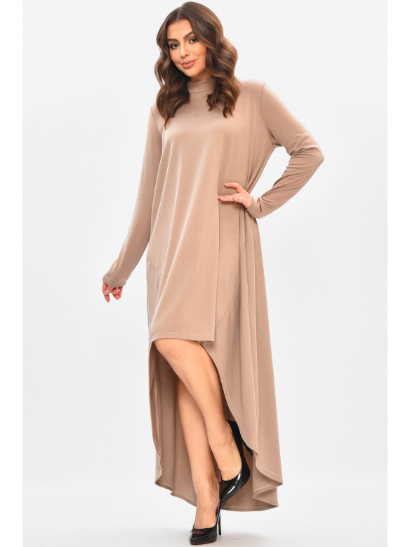 Сукня жіноча однотонна напівбатальна бежевого кольору 208195C