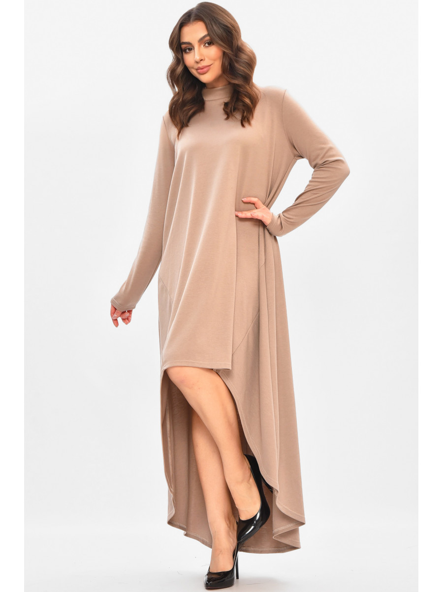 Сукня жіноча однотонна напівбатальна бежевого кольору 208195C