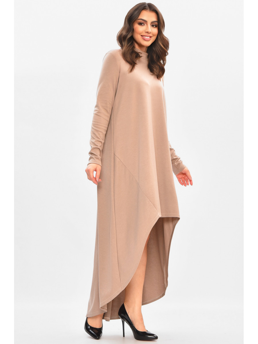 Сукня жіноча однотонна напівбатальна бежевого кольору 208195C