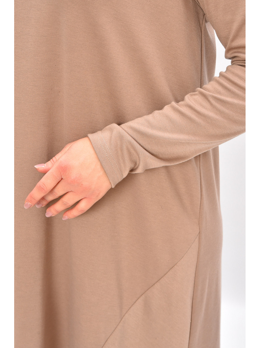 Сукня жіноча однотонна напівбатальна бежевого кольору 208195C