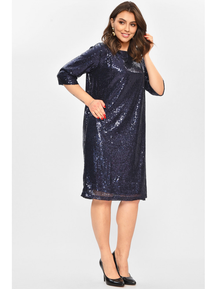 Сукня жіноча однотонна темно-синього кольору з паєтками 8282 208197C