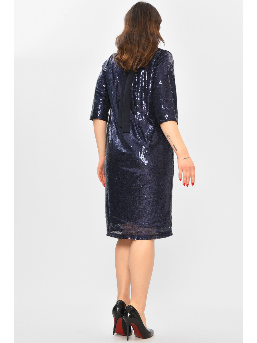 Сукня жіноча однотонна темно-синього кольору з паєтками 8282 208197C