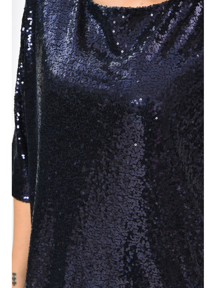 Сукня жіноча однотонна темно-синього кольору з паєтками 8282 208197C