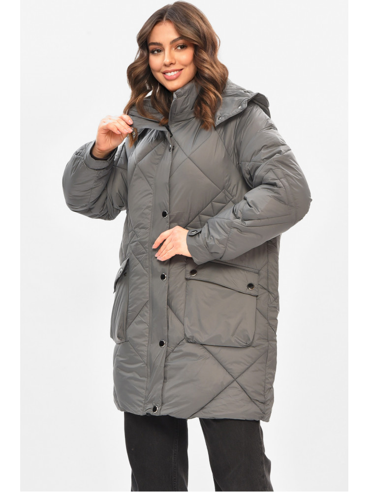 Куртка жіноча демісезонна напівбатальна сірого кольору 2022-50 208200C