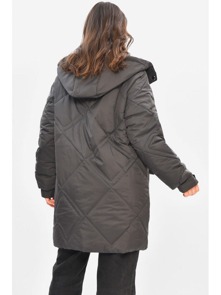 Куртка жіноча демісезонна напівбатальна темно-сірого кольору 2022-50 208201C