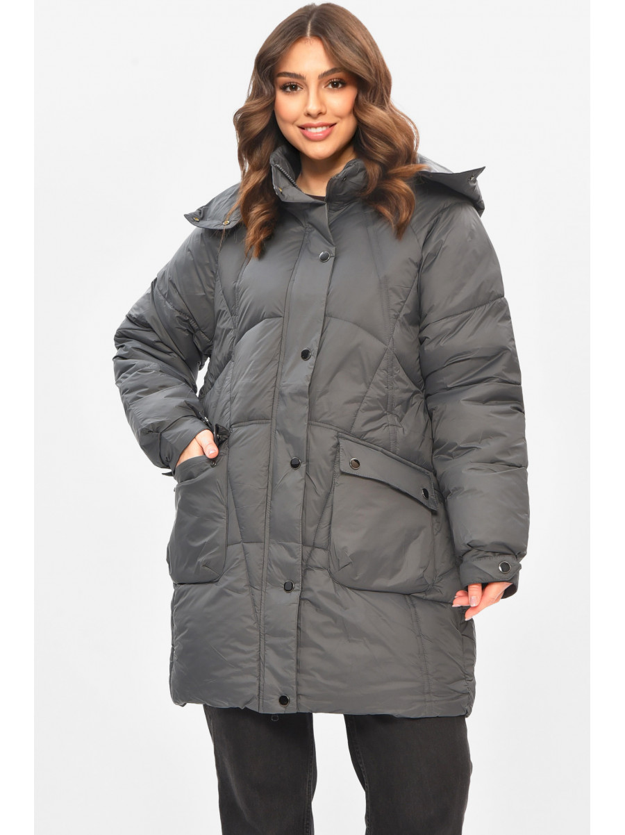 Куртка жіноча демісезонна напівбатальна сірого кольору 22-51 208202C