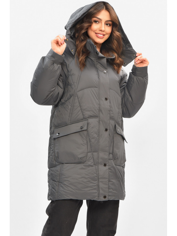 Куртка жіноча демісезонна напівбатальна сірого кольору 22-51 208202C