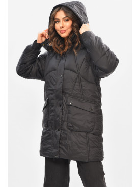 Куртка жіноча демісезонна напівбатальна чорного кольору 22-51 208203C