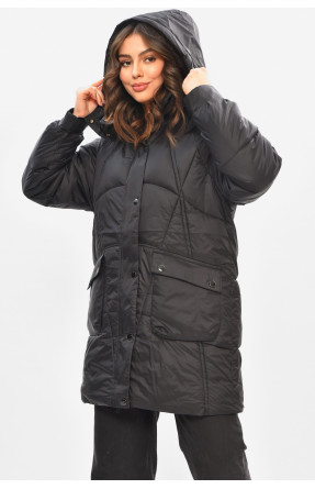 Куртка жіноча демісезонна напівбатальна чорного кольору 22-51 208203C