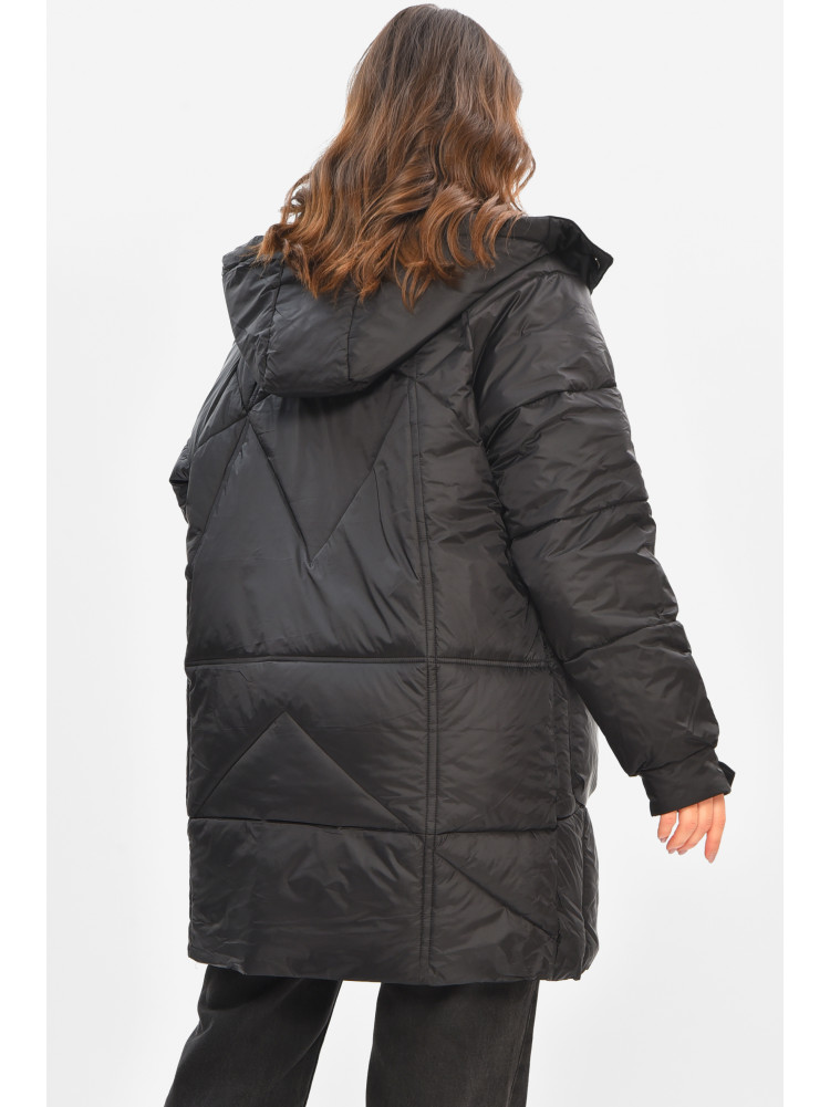 Куртка жіноча демісезонна напівбатальна чорного кольору 22-51 208203C