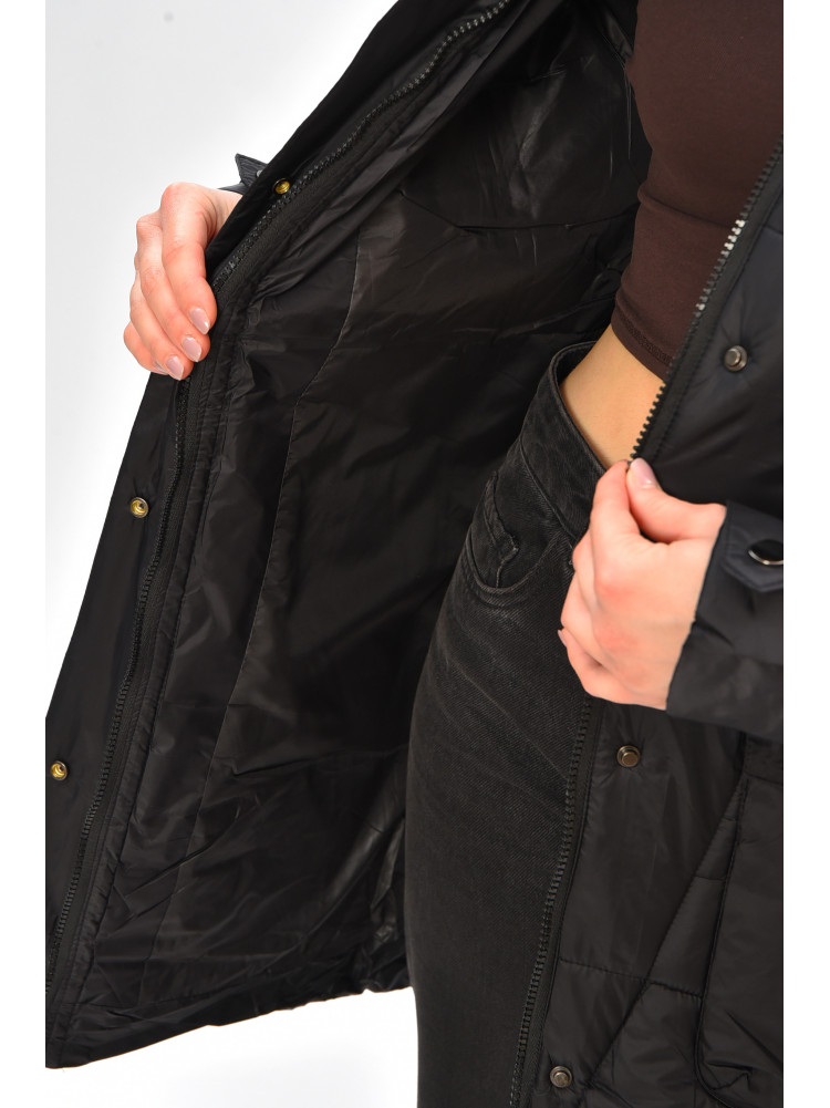 Куртка жіноча демісезонна напівбатальна чорного кольору 22-51 208203C