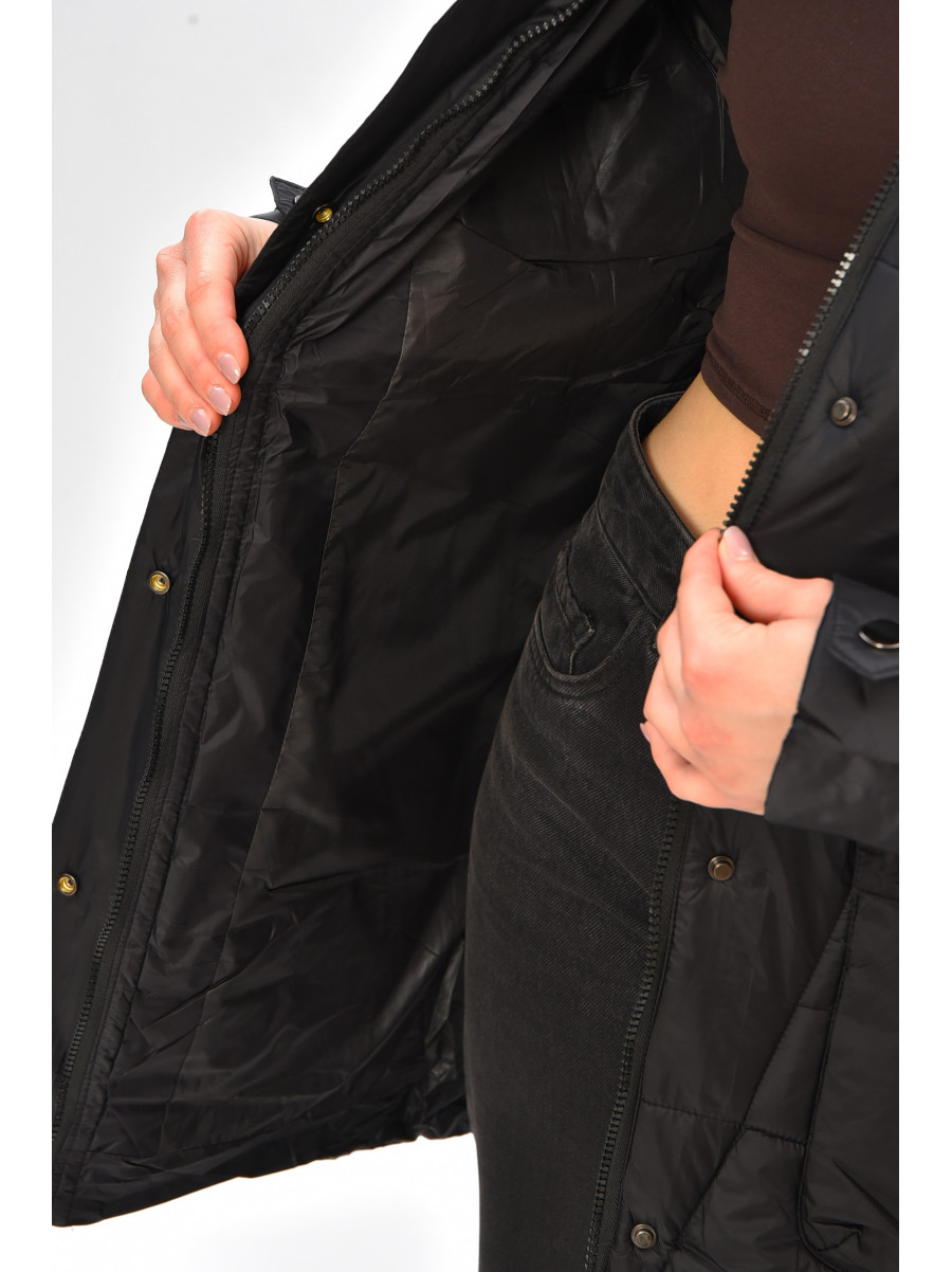 Куртка жіноча демісезонна напівбатальна чорного кольору 22-51 208203C