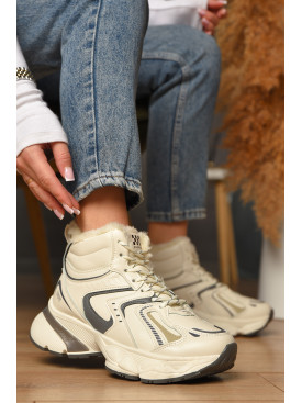 Кроссовки женские светло-бежевого цвета на меху К908 208208C Кроссовки женские светло-бежевого цвета на меху К908 208208C
