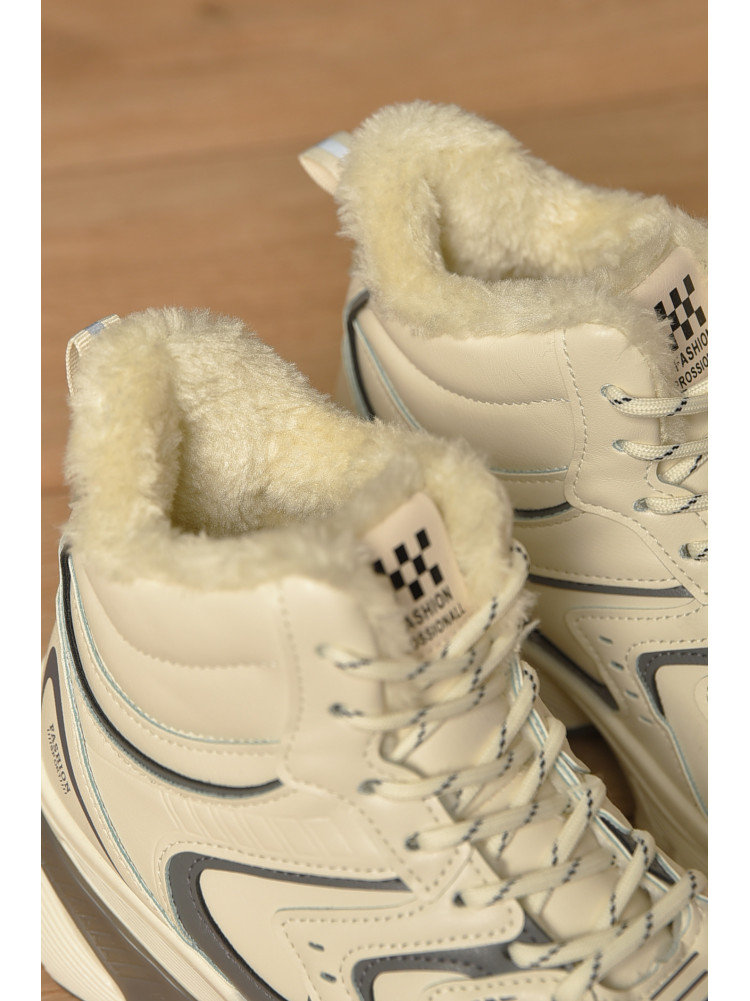 Кросівки жіночі світло-бежевого кольору на хутрі К908 208208C