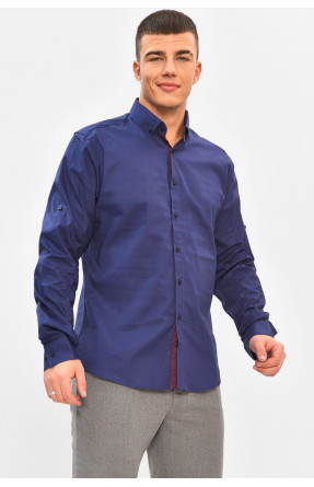 Сорочка чоловіча однотонна темно-синього кольору SDK7397S 208212C Сорочка чоловіча однотонна темно-синього кольору SDK7397S 208212C