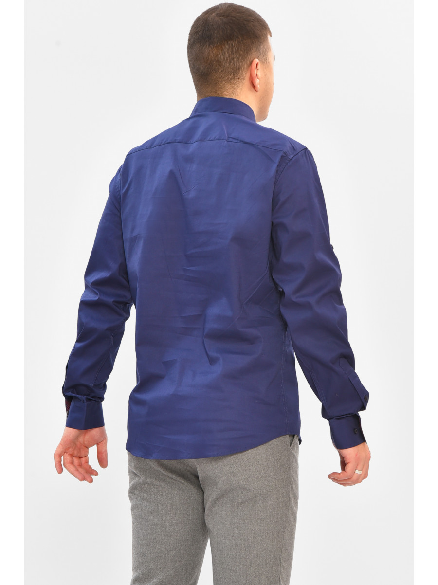 Сорочка чоловіча однотонна темно-синього кольору SDK7397S 208212C
