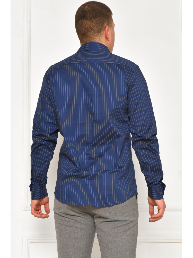 Сорочка чоловіча однотонна темно-синього кольору з принтом SDK7407S 208216C