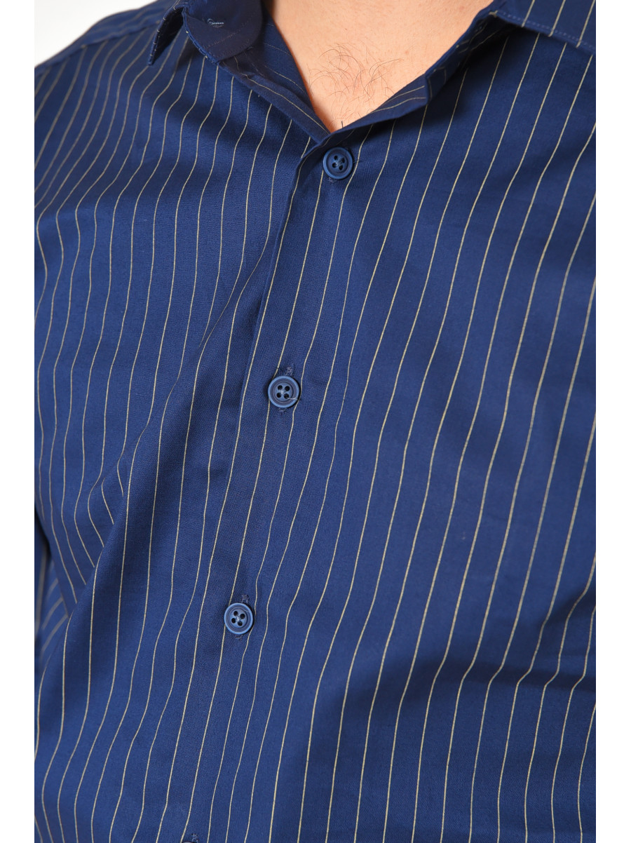 Сорочка чоловіча однотонна темно-синього кольору з принтом SDK7407S 208216C