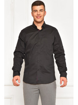 Рубашка мужская однотонная черного цвета SDK7396S 208217C Рубашка мужская однотонная черного цвета SDK7396S 208217C