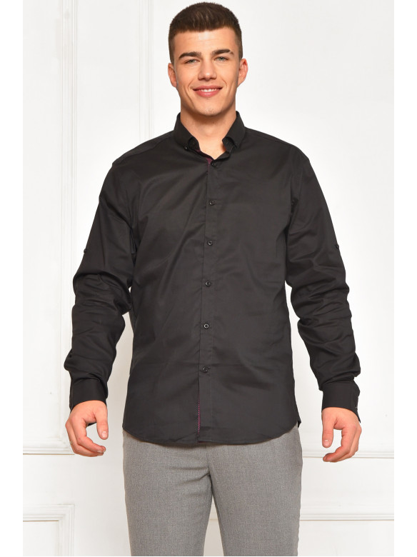 Сорочка чоловіча однотонна чорного кольору SDK7396S 208217C