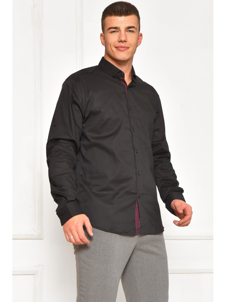 Сорочка чоловіча однотонна чорного кольору SDK7396S 208217C