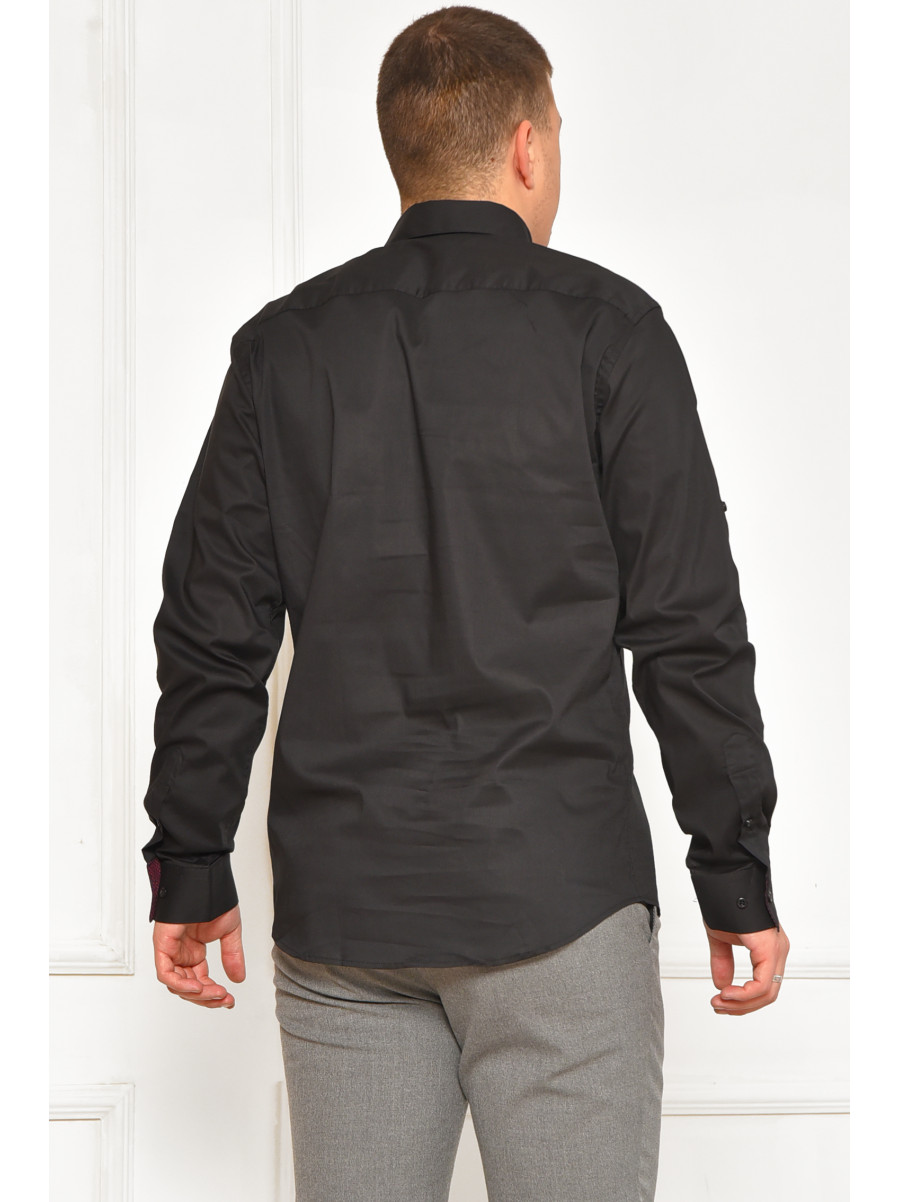 Сорочка чоловіча однотонна чорного кольору SDK7396S 208217C
