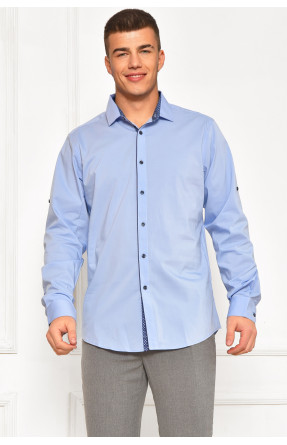 Сорочка чоловіча однотонна блакитного кольору SDK7367 208218C Сорочка чоловіча однотонна блакитного кольору SDK7367 208218C