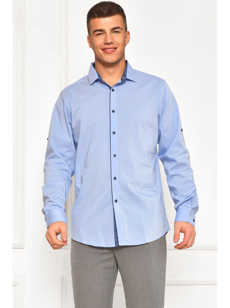 Рубашка мужская однотонная голубого цвета SDK7367 208218C