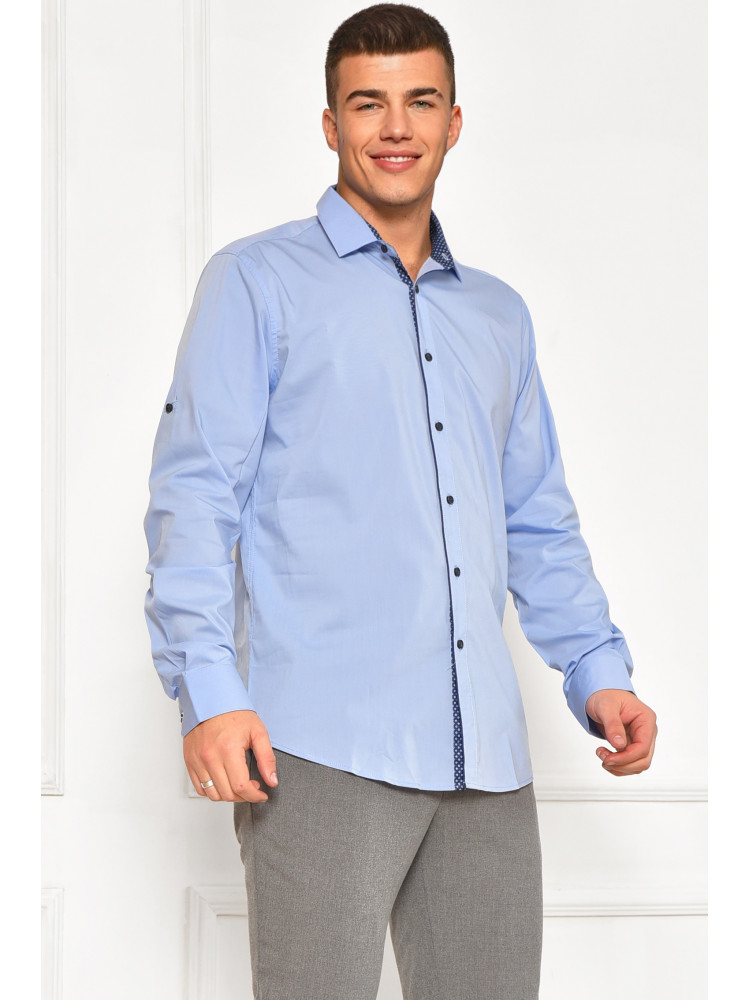 Рубашка мужская однотонная голубого цвета SDK7367 208218C