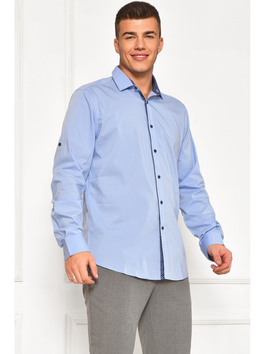 Рубашка мужская однотонная голубого цвета SDK7367 208218C